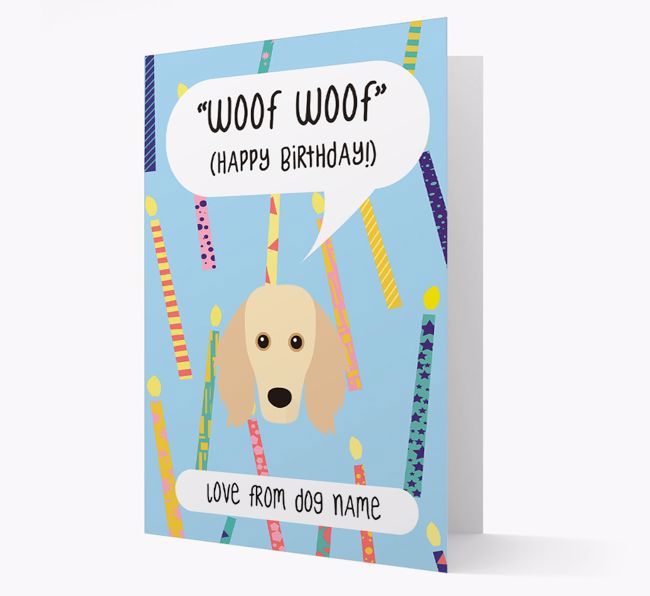 Personalised 'Woof Woof' Birthday Card with {breedFullName} Icon